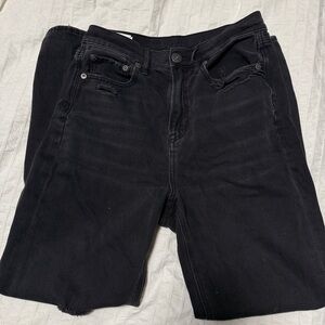 american eagle black ripped straight jeans